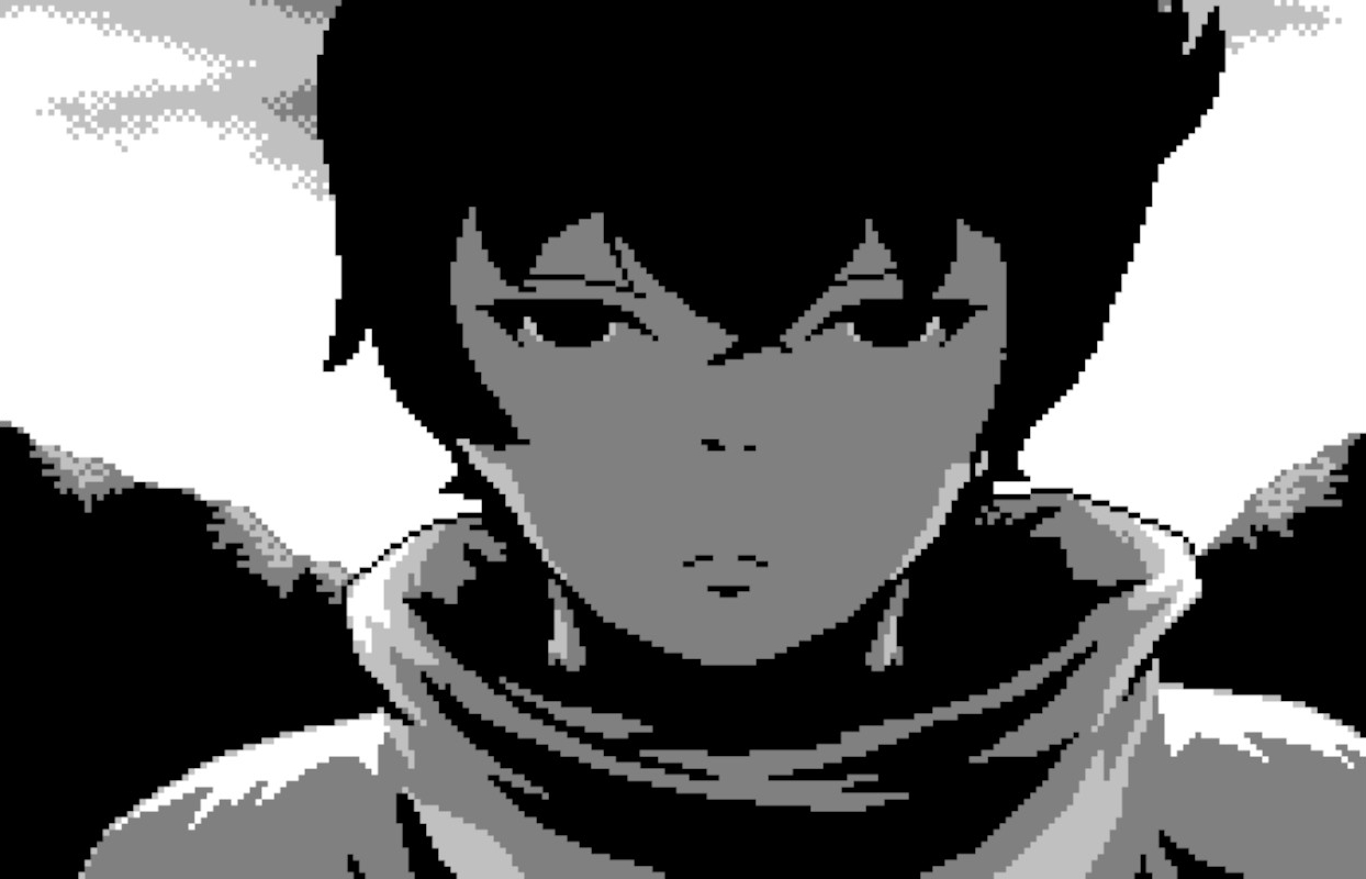 Screenshot from Void Stranger. Shows a close-up of the main character. She's a middle-aged woman with a serious expression and short black hair, wearing a cloak. She approaches the camera, mountains and clouds behind her.